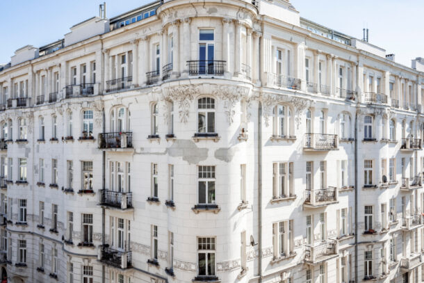 The restored tenements in the centre of Warsaw